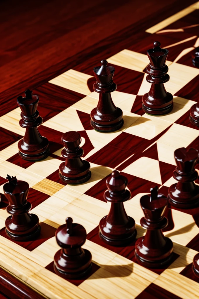 Chess board with blood, horizontal image.