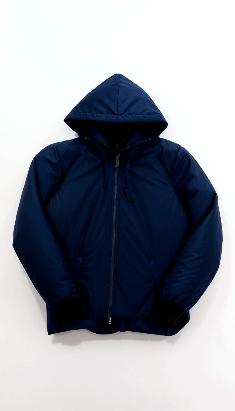 a close up of a blue jaqueta with a hood on a white background, harmony blue jaqueta, blue capuz, blue jaqueta, assunto completo mostrado na foto, encapuzado, marinha, wearing a blue capuz, marinha blue, Hodie Mihi Cras Tibi, parka azul, capuz, roupas xamânicas azuis escuras, marinha-blue, jaqueta, burberry capuz