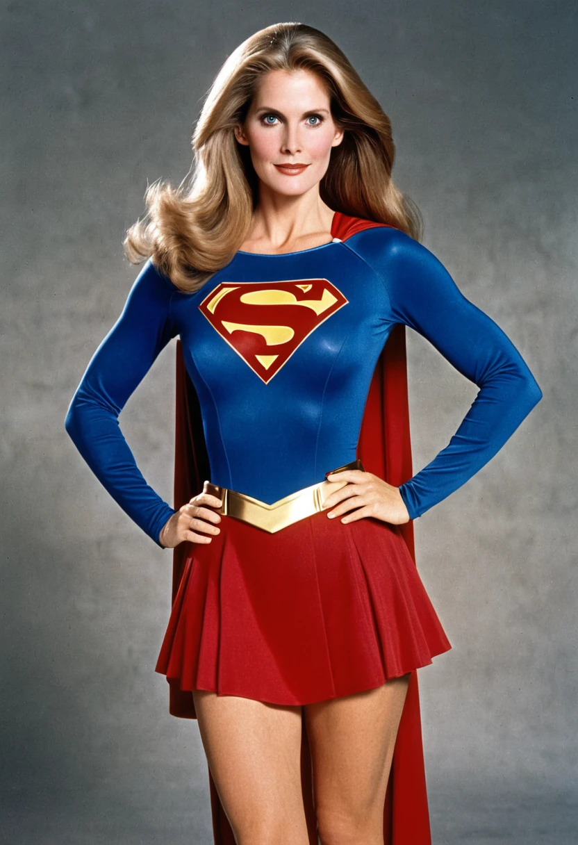 Julie Hagerty 1984 Supergirl 1984 movie costume (((long hair))); "breasts of steel"