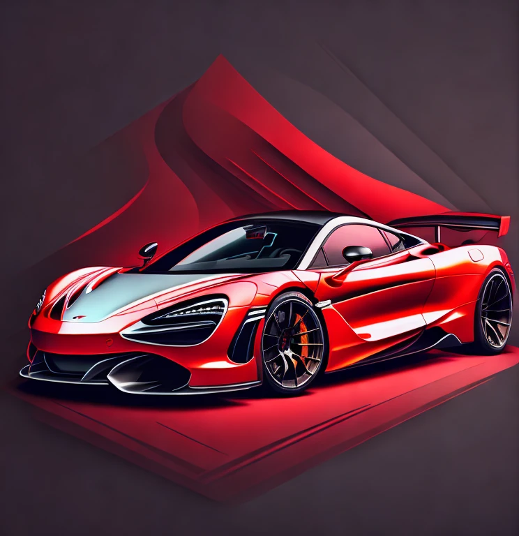 Art for t-shirt graphic design, a modern graphic design, classic McLAREN 720S GT3, Street, bold red color, vintage pastel background, highly detailed cleanliness, vector image, masterpiece realistic, professional photograpy, realistic car, car night background, plain black background, isometric, vibrant vector