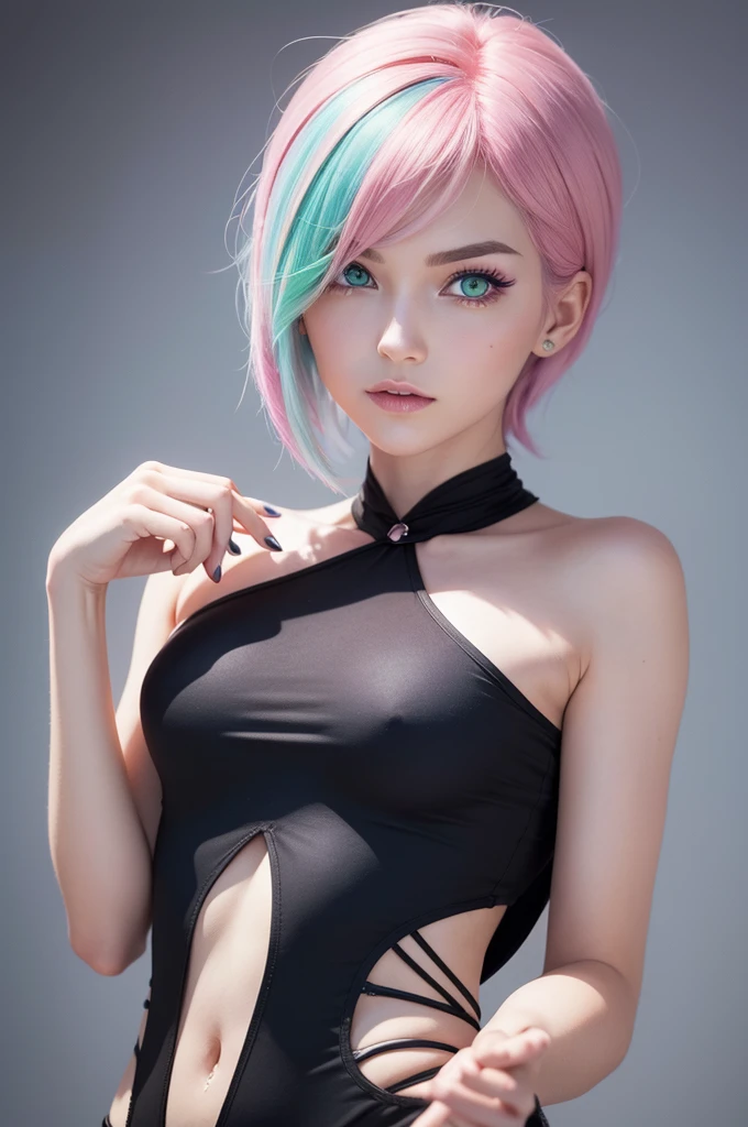 Imagine a character for the drawing "miraculous"
The person has to have green eyes, dark pink hair, she is thin.