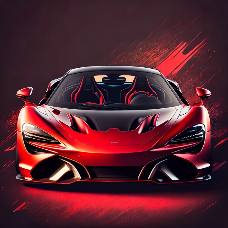 Art for t-shirt graphic design, a modern graphic design, McLAREN 720S GT3, Street, bold red color, vintage pastel background, highly detailed cleanliness, vector image, masterpiece realistic, professional photograpy, realistic car, car sunrise background, plain black background, isometric, vibrant vector
