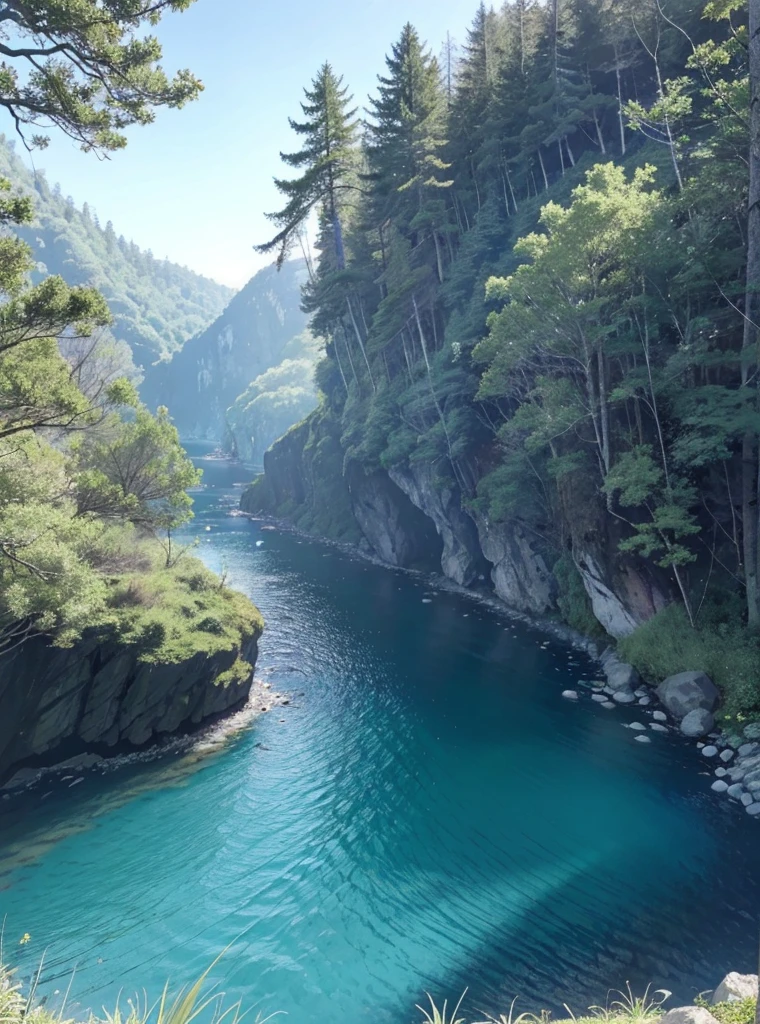 dark theme,deep shadow,
masterpiece, best quality,8k UHD,ultra high res,photorealistic, A house that is very close to the edge of a steep, rocky and vertical ravine, the height of the ravine is about 100 meters, and at the bottom of the ravine there is a river with clear, sea-blue water.