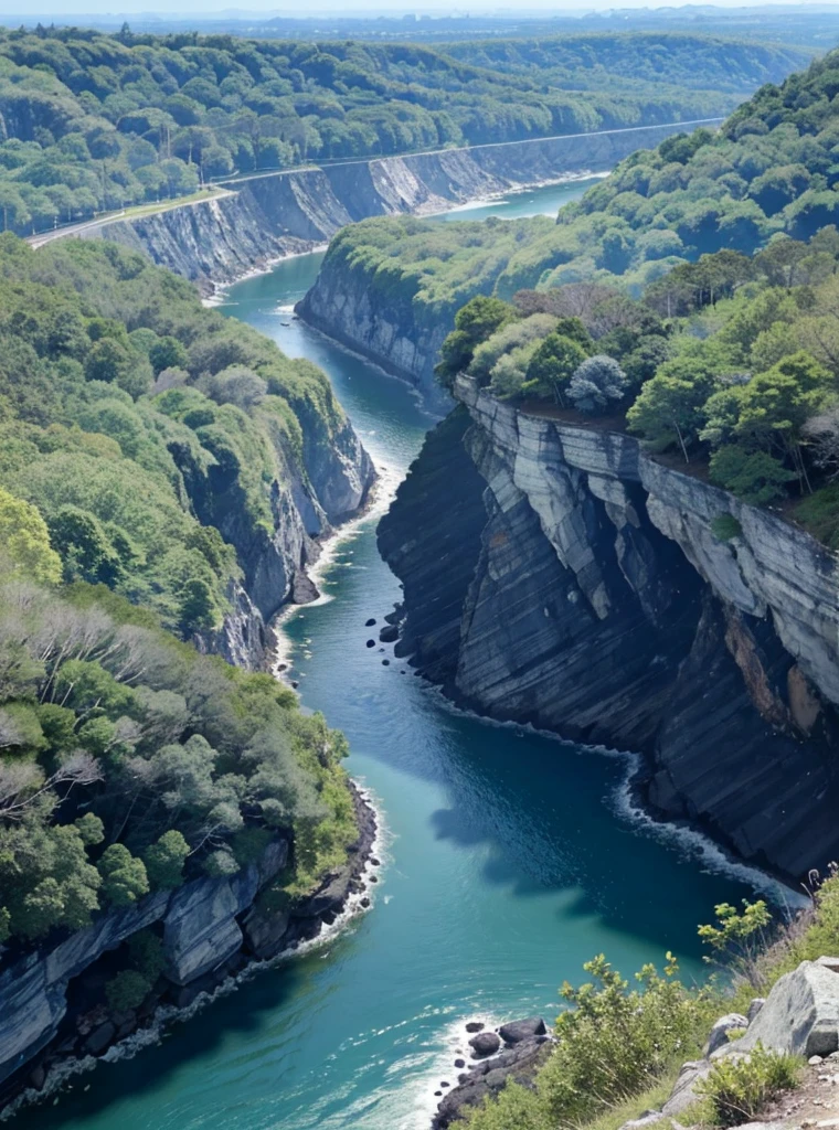 dark theme,deep shadow,
masterpiece, best quality,8k UHD,ultra high res,photorealistic, there is A house that is very close to the edge of a steep, rocky and vertical ravine, the height of the ravine is about 100 meters, and at the bottom of the ravine there is a river with clear, sea-blue water.