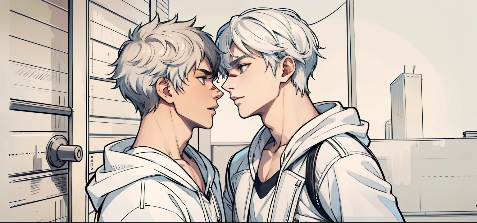 two boys, one of them threatens the other, he is intimidating him