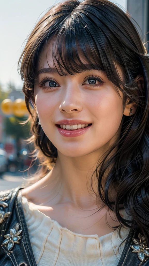 (high quality , Super detailed:1.2 ) , (Highly detailed beautiful face:1.4), ((Highest quality)), ((masterpiece)),((realistic:1.4)),smile ,beautiful woman, (be familiar with), perfect face、(8K, highest quality, masterpiece:1.2),(ultra high resolution:1.0),((Natural big breasts:1.2))