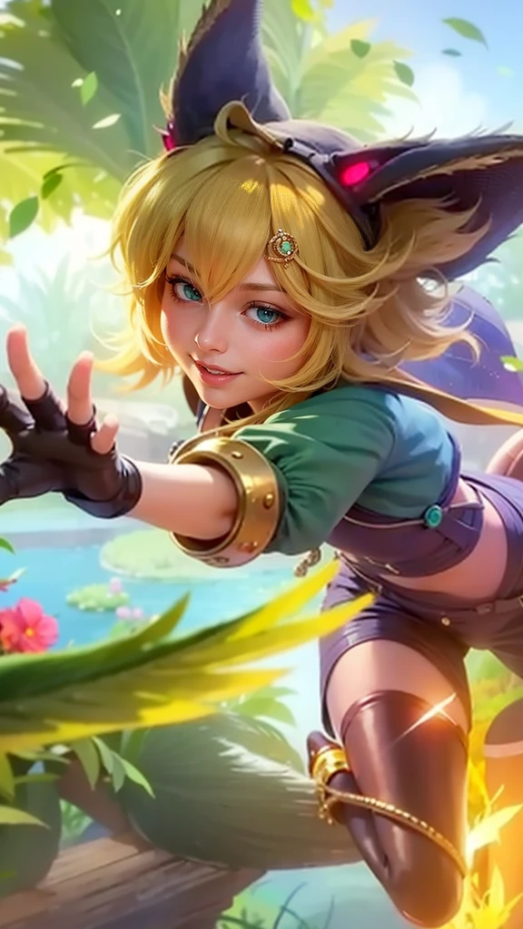 a girl with a cat hat and gloves, 8k, ultra hd, ultra detailed texture, hyper realistic, masterpiece, detailed texture, detailed face, detailed skin, detailed lighting, (photorealistic:1.5), best quality, beautiful lighting, cinematic lighting, professional lighting, ultra highres, realistic, detailed hair, real hair, high quality, (realskin:1.5), extremely detailed, finely detail, ultra-detailed, green eyes, smile.