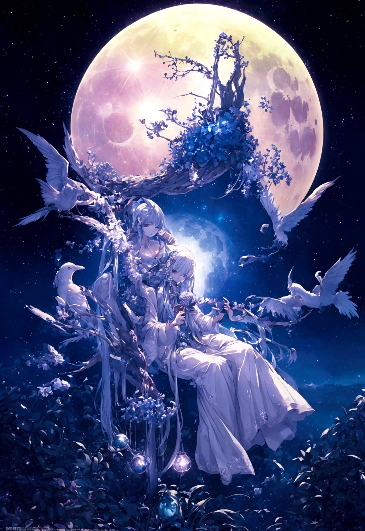 world Tree、moonlight、Moonlit Night、Fantasy、mysteriouasterpiece、Perfect Art、Award-winning works