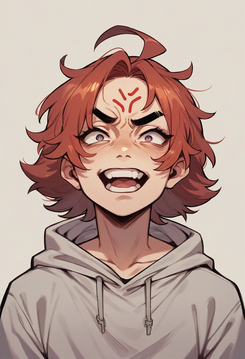 Face of anger of fun and body of joy