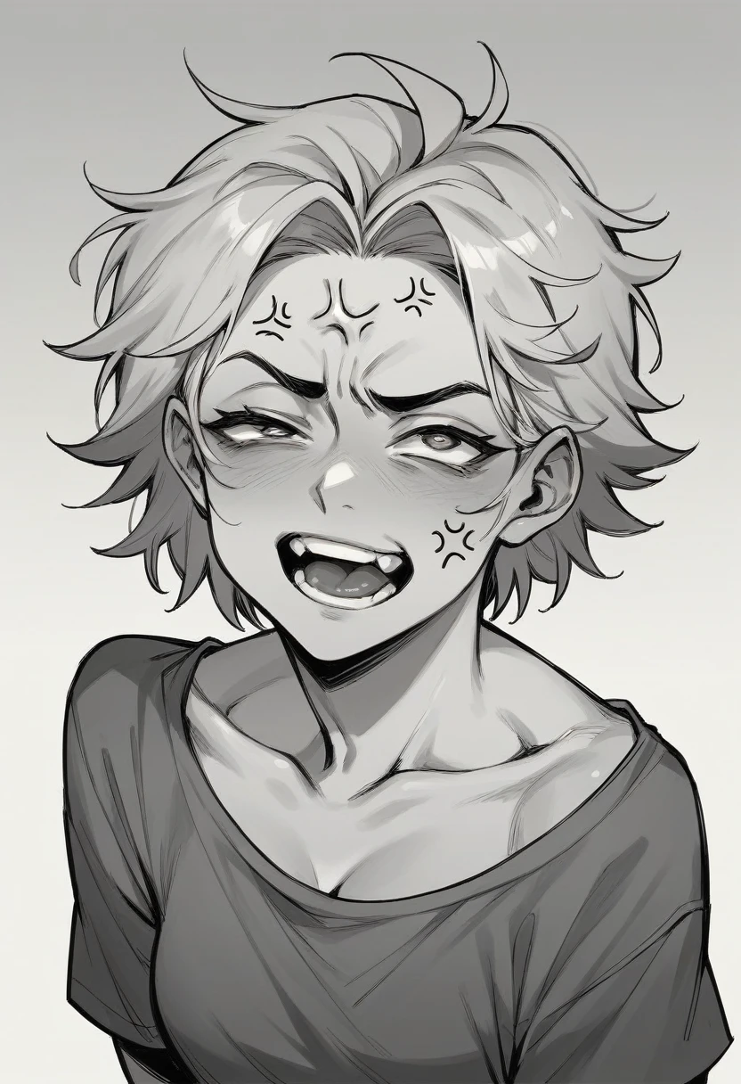 Face of anger of fun and body of joy