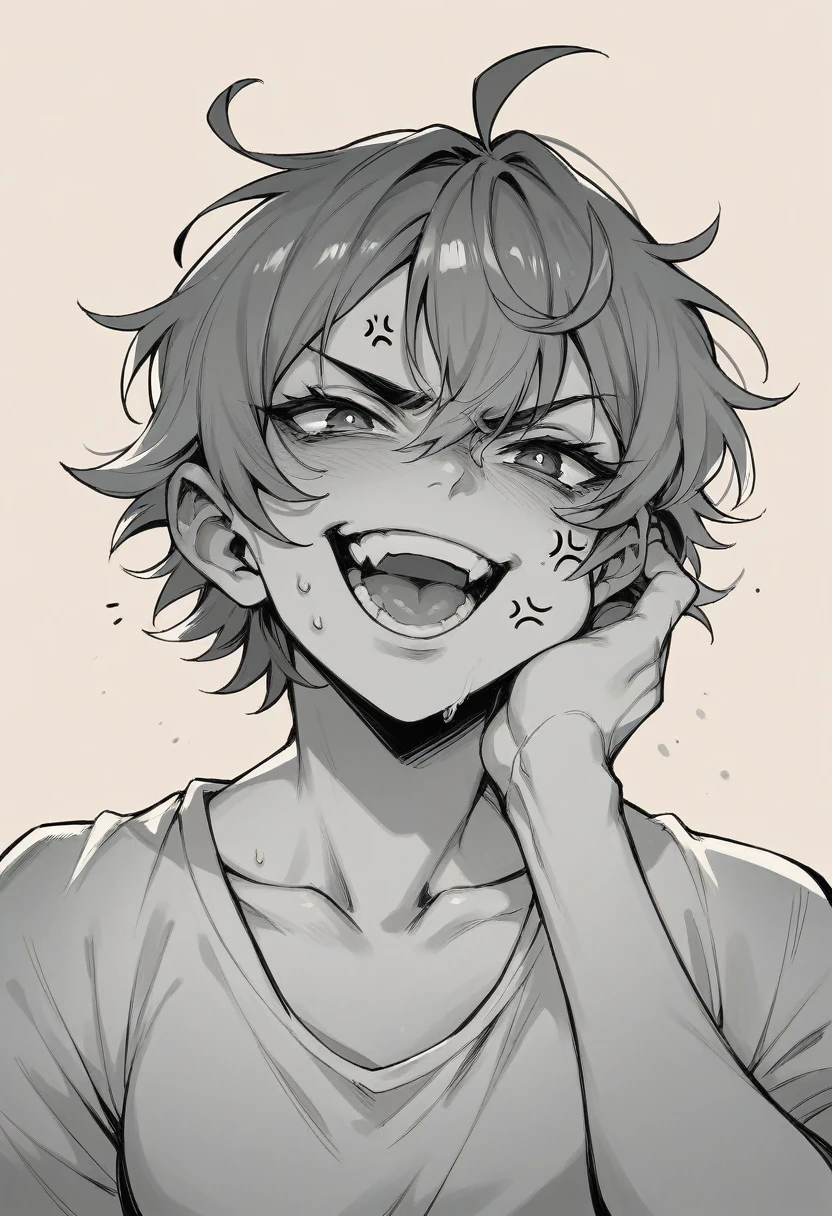 Face of anger of fun and body of joy 