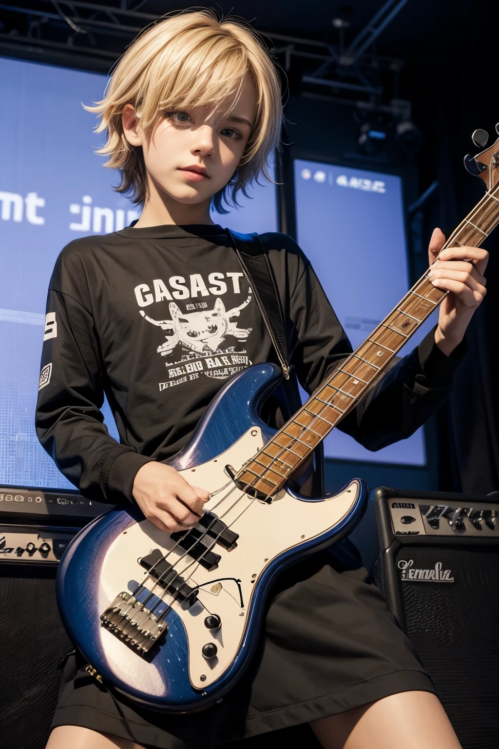 femboy, rascal, bass guitar,small penis
