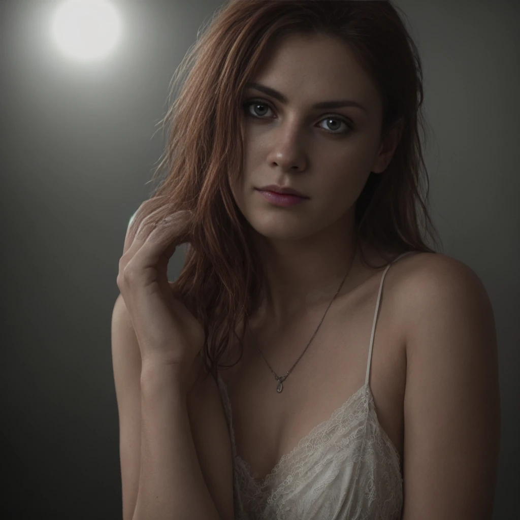(Realistic:1.2), analog photo style, cute woman with short black-red multicolored hair, red eyes, (Gloomy and dark atmosphere), soft natural light, faded colours, sexy, great quality, Masterpiece, detailed fantasy background, better performance, 16k quality, HDR, RAW photo. The dramatic lighting, inspired by chiaroscuro, creates a cinematic atmosphere, with deep shadows and highlights that evoke a moody, gritty, and dark gothic ambiance. [The character is surrounded by mist, evoking a mysterious and eerie atmosphere. The lighting is dark and atmospheric, with a red smoke adding a touch of sinister ambiance. The image is of the best quality, with a resolution of 4k and HDR enhancement, showcasing the utmost level of detail and realism, sfw, full body shot.]. [8K, Best Quality, Masterpiece, Ultra High Resolution, (highly detailed CG unity 8k wallpaper), (best photo), (best shadows), isometric 3D, octane rendering, ray tracing, highly detailed, (Best quality, 4K, 8k, A high resolution, masterpiece:1.2), absurdity, ultra detailed, (realistic, photorealistic, photorealistic:1.37), complex parts, HDR, (complex parts:1.12), (hyper detailed, hyper realistic, Soft lighting, spicy:1.2), (complex parts, Hyper detailed:1.15). Blurred foreground. (backlit), realistic, masterpiece, high quality, brightness, chromatic aberration, 8k uhd, some smoke, shadows, contrast, clear sky, (warm hue, warm tone), high details, natural reflections].