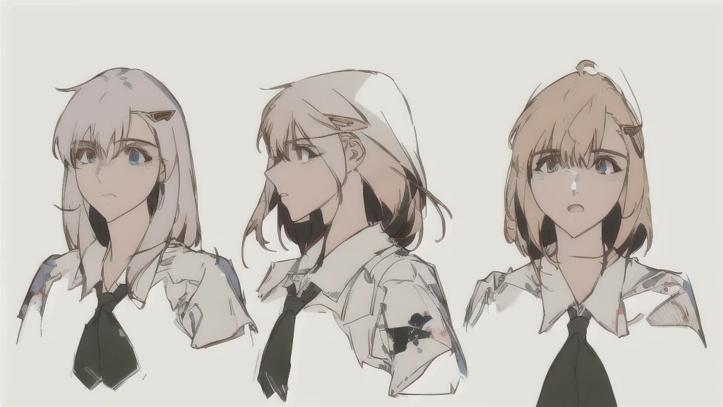 A picture of three high school girls, Beautiful anime outline, Cell Anime Style, Flat anime shading, Turn your face around, Concept Headshot Art, Thick outline, Character headshot concept art, Delicate outline, Super beautiful drawing, Professional painter, Highest quality, 4K quality, Clear color field division, Character setting drawing, Anatomically correct, Good at drawing, high quality