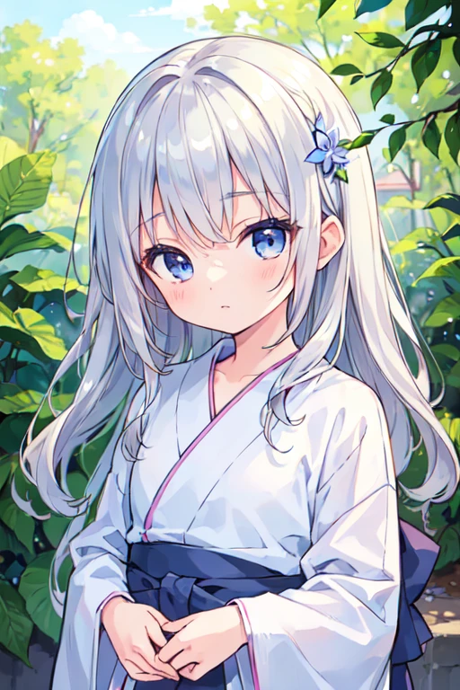 (best quality, masterpiece:1.2), ultra detailed, extremely detailed eyes and face, natural skin texture, detailed skin, natural lighting,
 chibi, 1 girl, -yeld, (c),
 silver hair, middle hair, straight hair, shiny hair,
 blue eyes,
 flat chest,
 yukata,
 upper body,