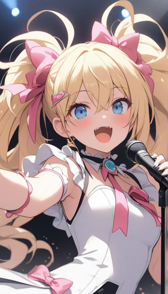 ちびキャラ、、、blonde、Brat、Sing with a microphone、white idol costume