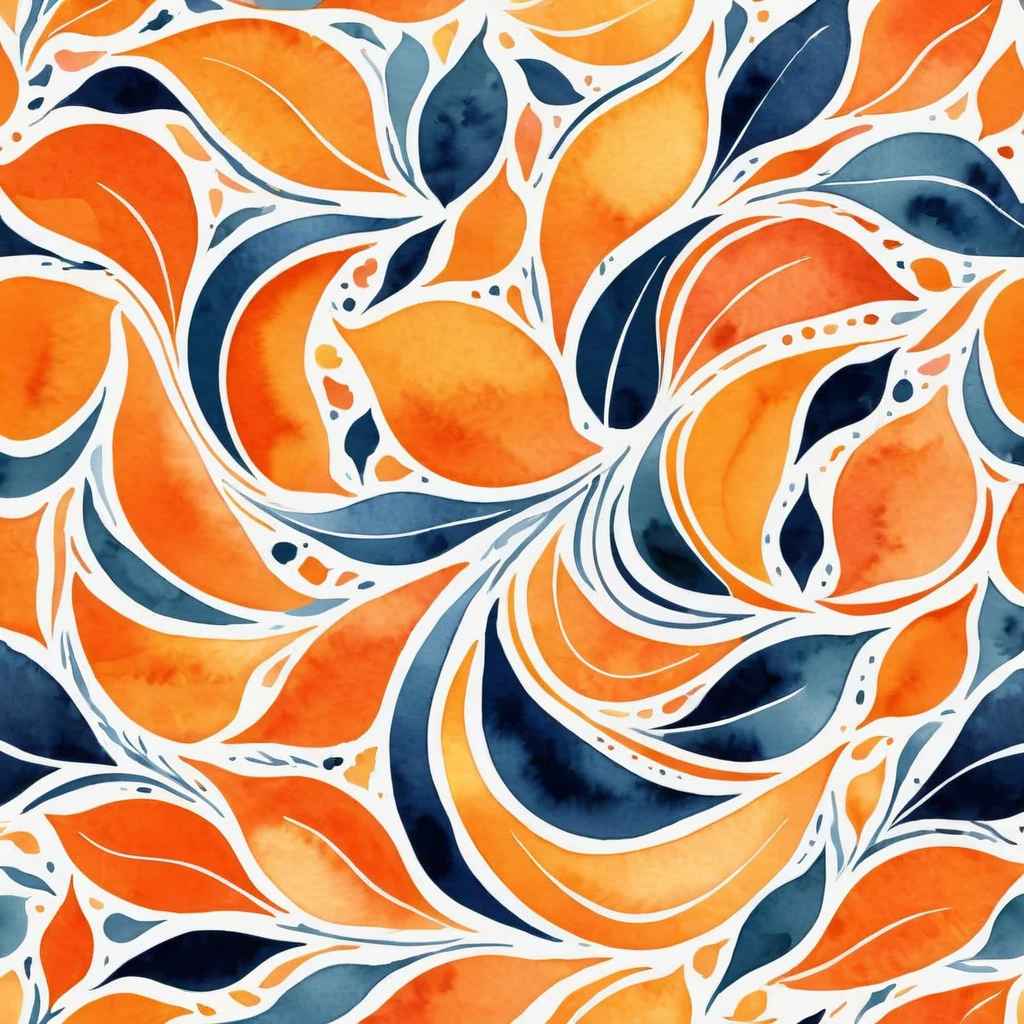 An abstract pattern in watercolor design and colors.
A masterpiece of vector graphics,
Best quality and high resolution guaranteed,
Strong orange strokes merge,
A fascinating work of art, devoured.