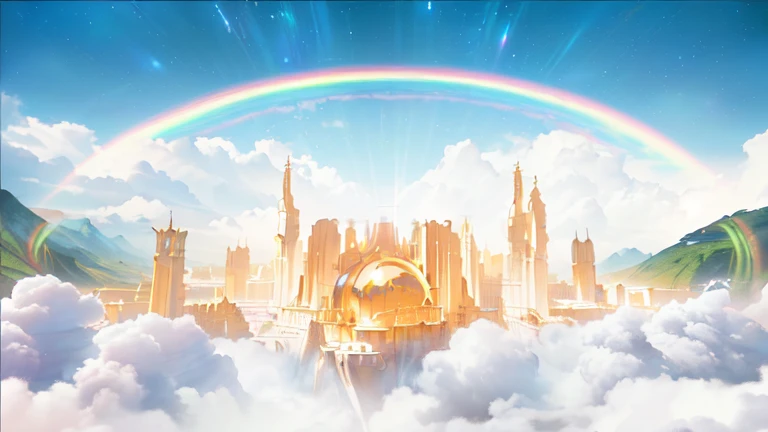 masterpiece, best quality, (extremely detailed CG unity 8k wallpaper), (best quality), (best illustration), (best shadow), absurdres, realistic lighting, (Abyss), beautiful detailed glow, art by PeterMohrBacher, heaven christian bible kingdom palace,