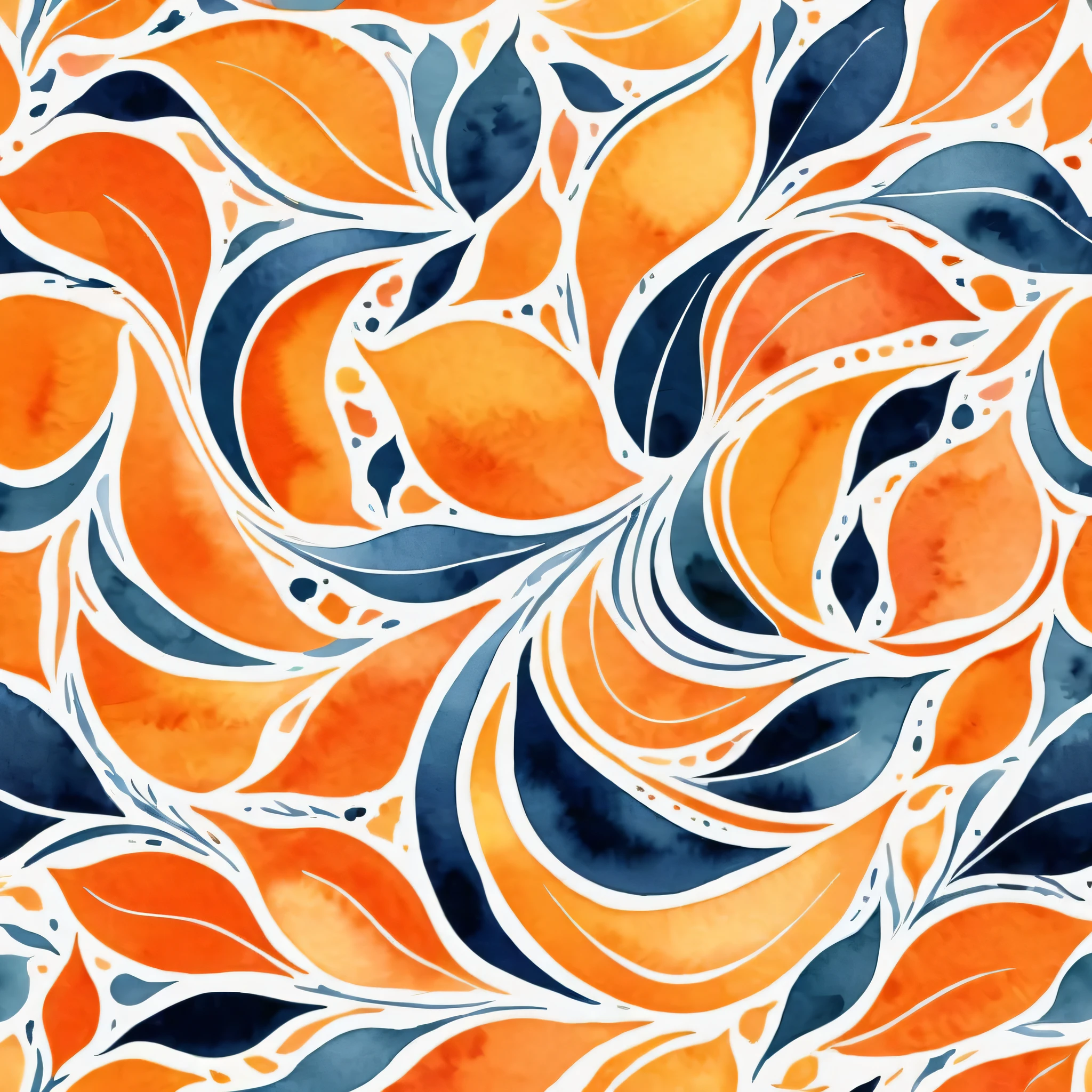 An abstract pattern in watercolor design and colors.
A masterpiece of vector graphics,
Best quality and high resolution guaranteed,
Strong orange strokes merge,
A fascinating work of art, devoured.