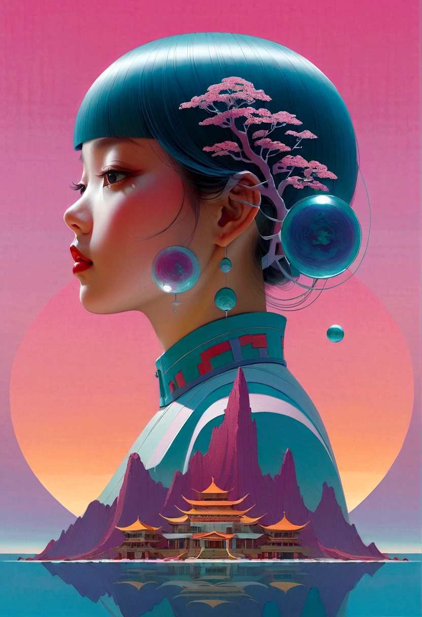 Self-deconstruction, Surrealism, Dreams, Award-winning masterpiece,Stunning details, Zhang kechun, Surreal vaporwave , Liminal Space, Very detailed, Extremely meticulous futurism, Cleveland, Ohio, Movie ,Rim Light ,Octane Rendering, wvebg1