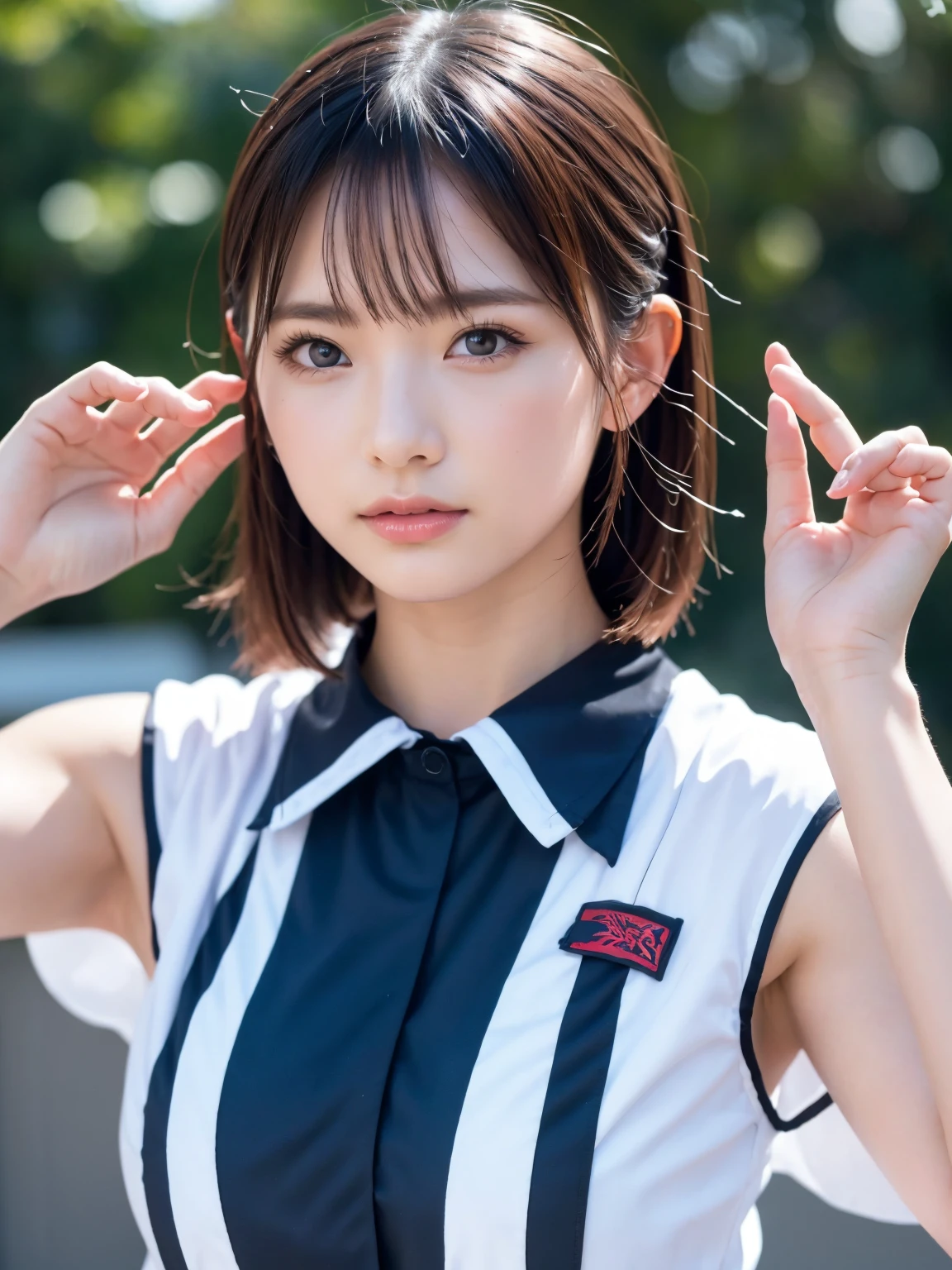 (8K, RAW Photos,Highest quality, High resolution:1.1), (Ultra-realistic:1.4),(Realistic, Realistic:1.3),The Beauty of Japan、Rhythmic gymnastics club、Rhythmic Gymnastics Uniform、((Upper Body:1.3))