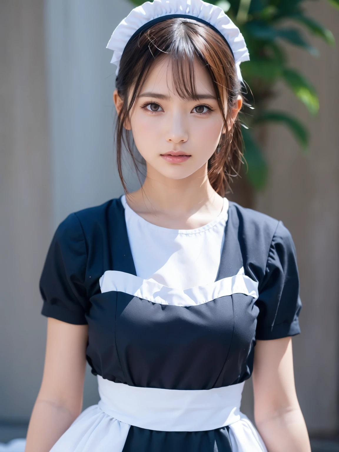 (8K, RAW Photos,Highest quality, High resolution:1.1), (Ultra-realistic:1.4),(Realistic, Realistic:1.3),The Beauty of Japan、Rhythmic gymnastics club、Rhythmic Gymnastics Uniform、((Upper Body:1.3)),((Maid:1.3)),((Maid喫茶))