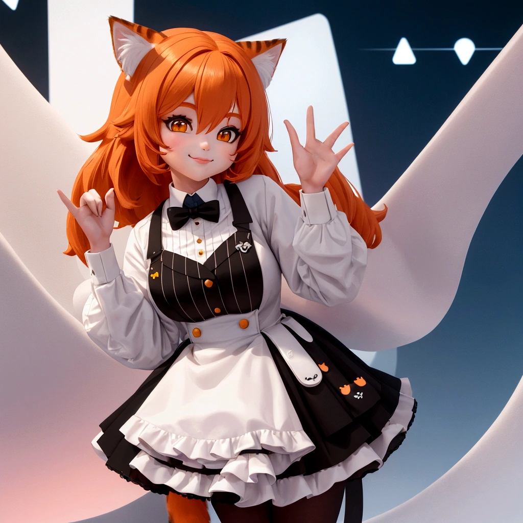 Little cute isometric cat emoji, Tuxedo jack, calico cat, hairy pubic,Cute big breasts, Pet shop background, soft and muted colors, 3d icon clay rendering, Spring: 120mm, 3D blender rendering, trending on polycount, modular constructivism, Orange background, physically-based renderingt, The kitten in the middle raised her hand,A smile