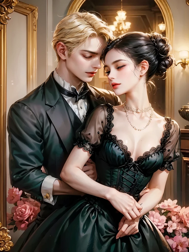 she has his eyes closed