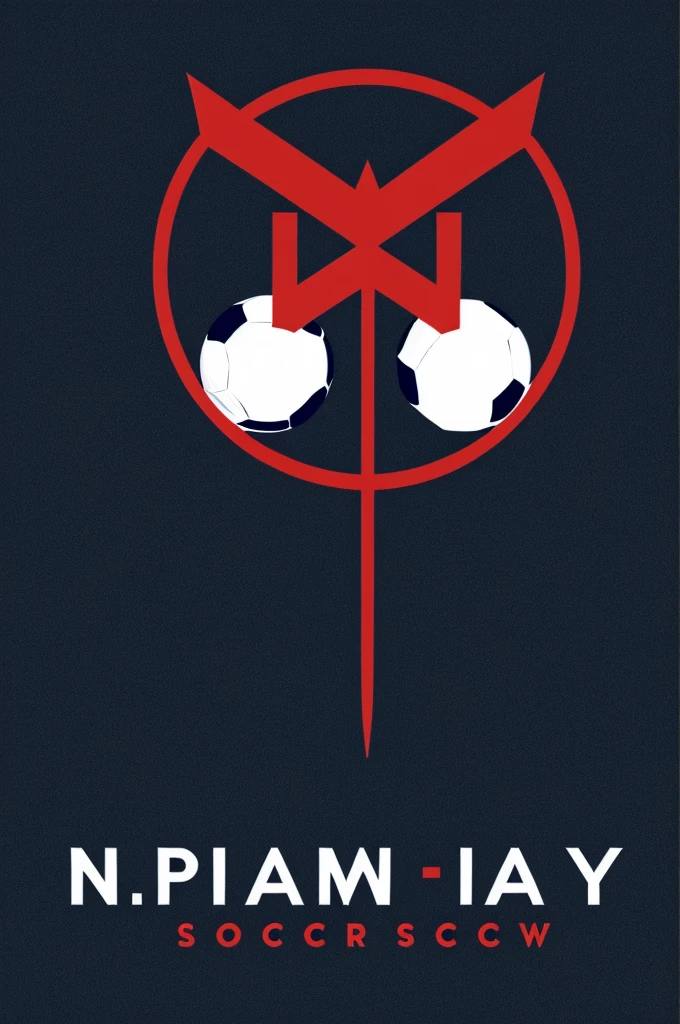 A navy blue logo, red and white for soccer team with an H