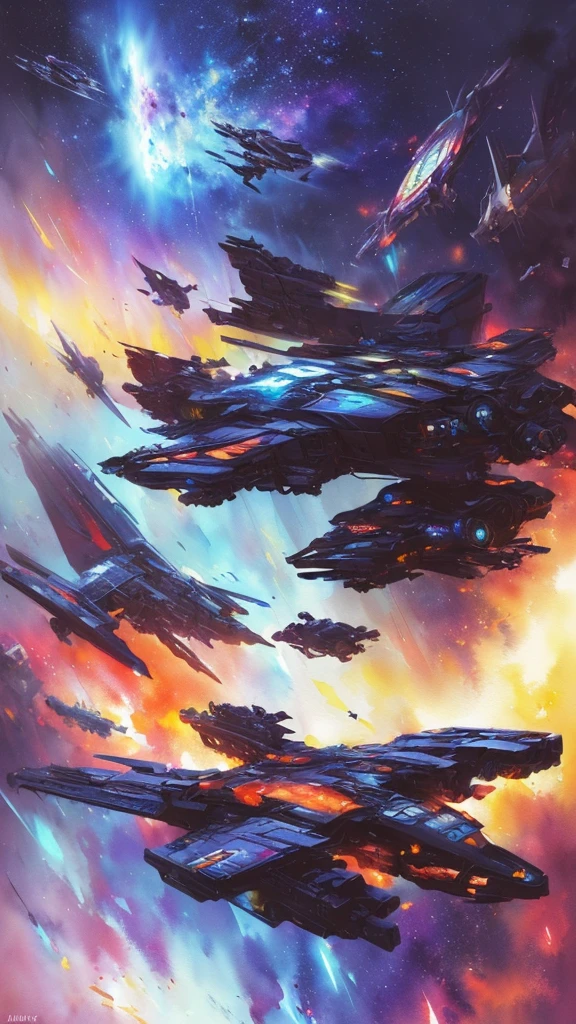 (masterpiece, top quality, Best quality, extremely detailed, as detailed as possible, Official art, beautiful and aesthetically pleasing:1.2), Colorful, Beautiful face, One, perfect body, 1 girl, in space, short red hair, ponytail (hairstyle), green eyes, a space ship, Green space suit, Sun rays, in room, (wires and cables:1.1), (Science fiction:1.2), porthole, illuminator, stars,Fantasy, high contrast, Чернильные Strokes, Explosions, overexposure, Impression of purple and red tones , abstract, ((watercolor painting by John Berkey and Jeremy Mann )) Strokes, negative space,