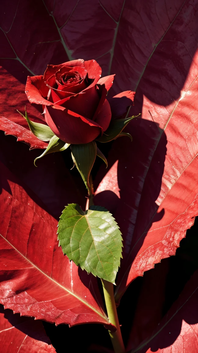 Dancing Rose leaf. 8k image