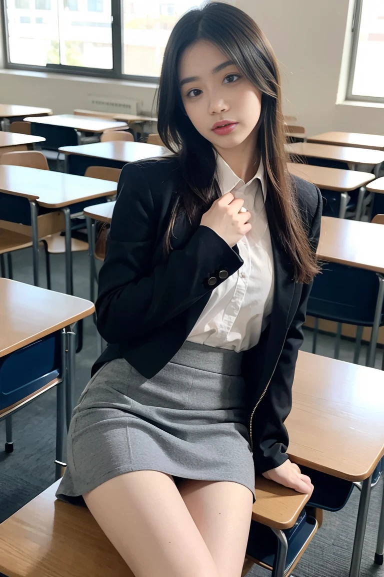 uniform、Thighs、panties、skirt、classroom:1.2