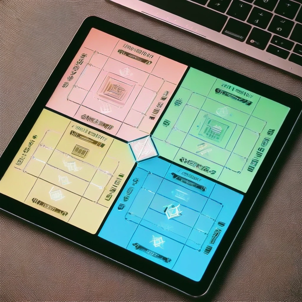 a close up of a tablet with a diagram on it, tabletop game board, centered design, 3d ios interface design jony ive, 2022, 2 0 2 2, game board, by greg rutkowski, by Greg Rutkowski, mobile learning app prototype, immaculately detailed, 2 0 2 3, 2023, strategy game