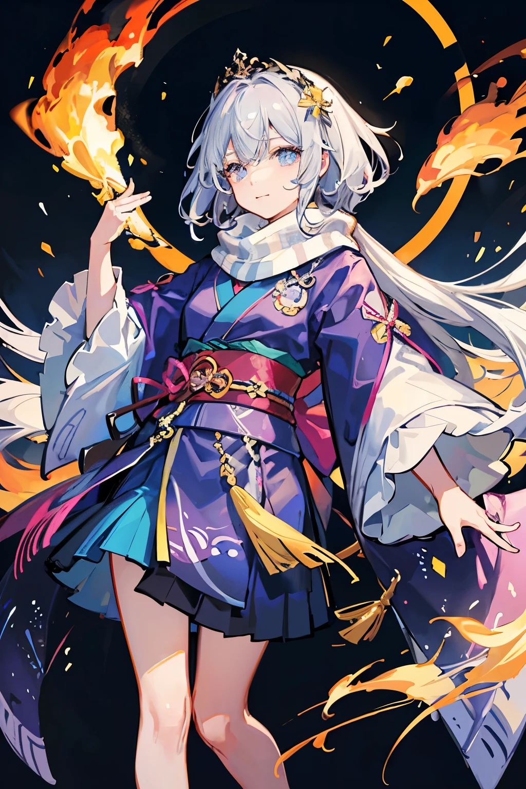 白銀の髪が風にDancing、A woman wearing a black kimono、A beautiful big round moon、A beautiful lake in the forest in the background、水滴がDancing、銀colorの髪飾りをしている、night、enamel，agate，肌colorの世界，ブラッドブルーメイデン 32k（masterpiece，Kilo，Aoyama Pond，Hyper HD，32k）Long, flowing silvery hair，Blood Pond，bloom， color，Sulky （Post Cock Scarf）， Dancing， looking at the ground， Long white hair， Floating bright blue， Gold tiara with fire cloud pattern， 日本の着物の金絹の黒colorの衣服， （Abstract Metaverse Splash：1.2）， White background，Peony flower, guardian of vitality（Realistically：1.4），明るい銀colorの髪，Smoke on the road，The background is pure， High resolution， detailed， RAW Photos， sharp， Nikon D850 film stock photo by Jefferies Lee 4 Kodak Portra 400 camera F1.6 shots, 豊かなcolor彩, Ultra-realistic vivid textures, Dramatic lighting, Unreal Engine Art Station Trends, Cinestia 800，A girl with long, flowing, bright silver hair，giant colorful bubbles、princess、kimono