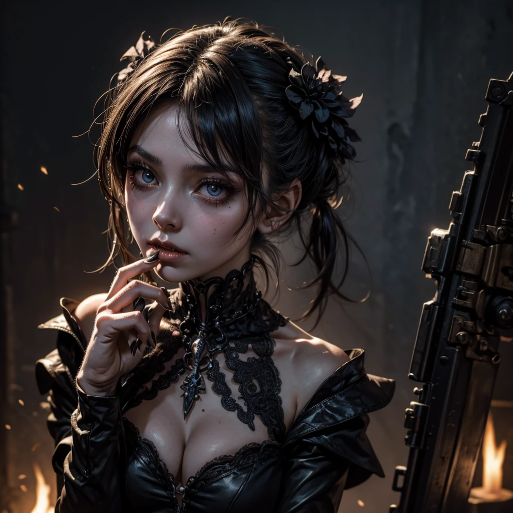 A undead girl blows a kiss towards the camera