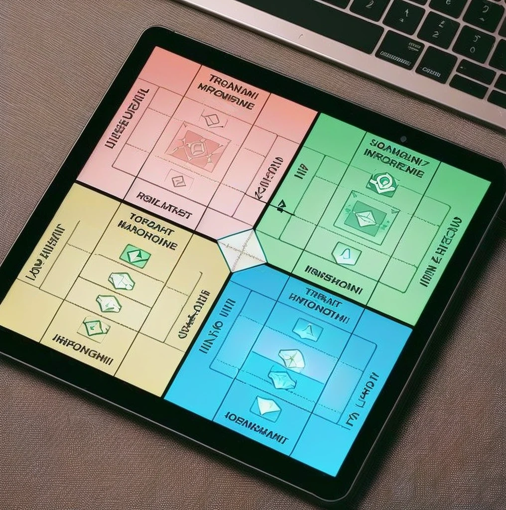 a close up of a tablet with a diagram on it, tabletop game board, centered design, 3d ios interface design jony ive, 2022, 2 0 2 2, game board, by greg rutkowski, by Greg Rutkowski, mobile learning app prototype, immaculately detailed, 2 0 2 3, 2023, strategy game (((Transforme essa imagem como se fosse um holograma!)))