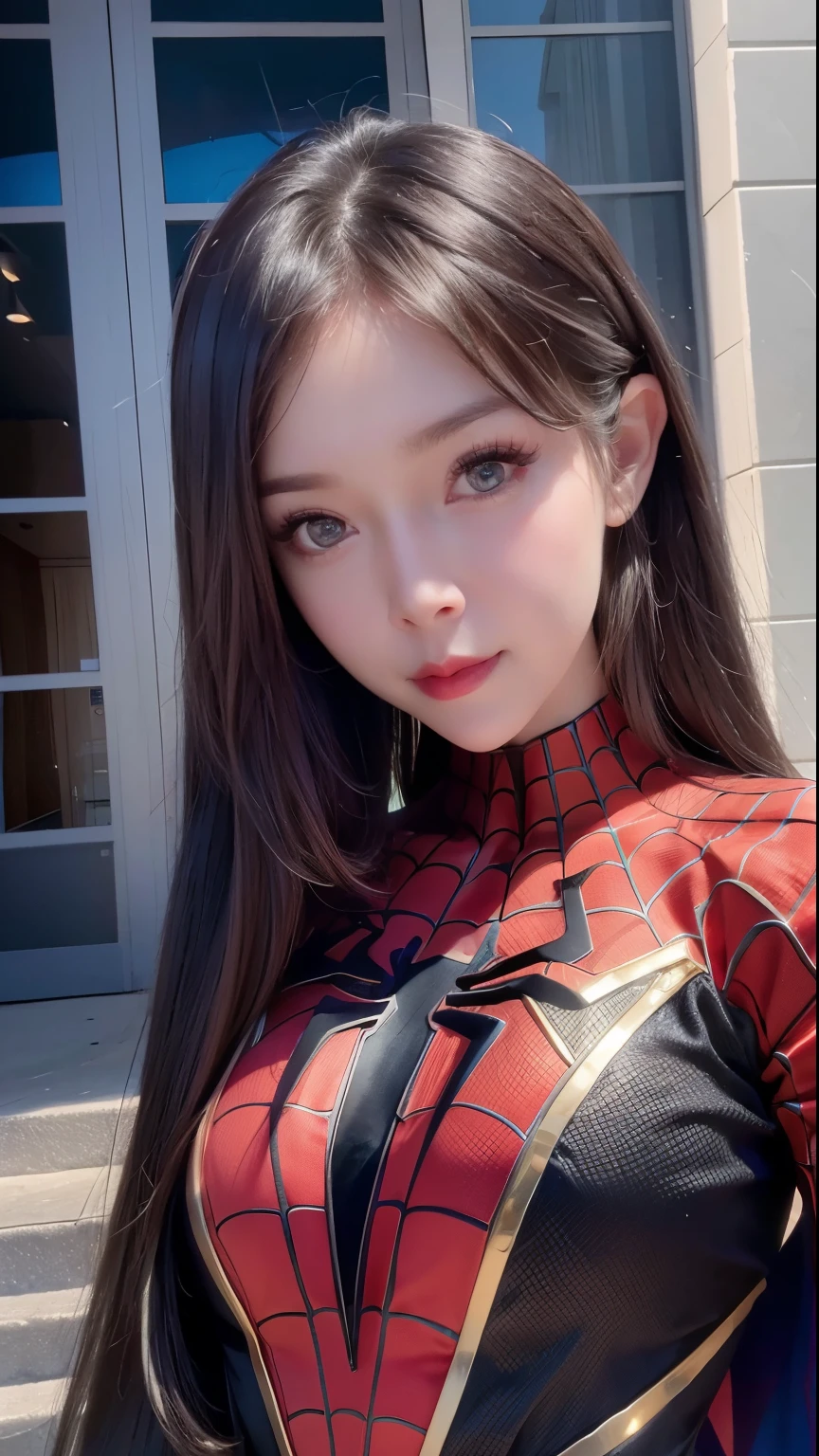 a beautiful woman in spider-man costume, petite breasts, detailed body, intricate costume, hyper realistic, cinematic lighting, vibrant colors, dramatic shadows, 8k, photorealistic, masterpiece, detailed facial features, piercing eyes, sharp focus, clean lines, elegant pose, dynamic action, incredible detail
