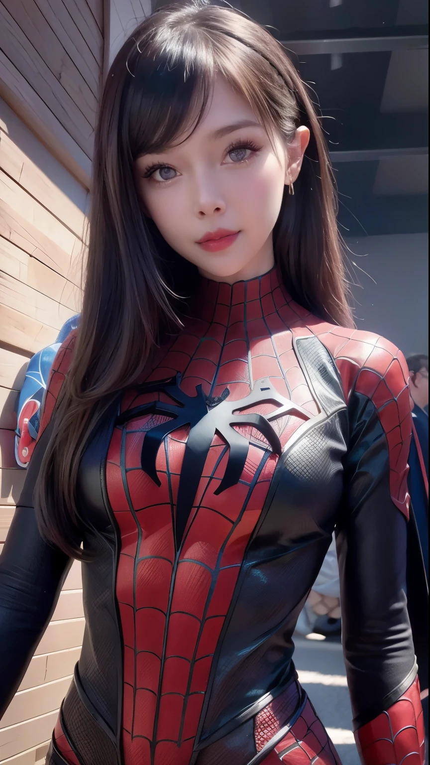 a beautiful woman in spider-man costume, petite breasts, detailed body, intricate costume, hyper realistic, cinematic lighting, vibrant colors, dramatic shadows, 8k, photorealistic, masterpiece, detailed facial features, piercing eyes, sharp focus, clean lines, elegant pose, dynamic action, incredible detail
