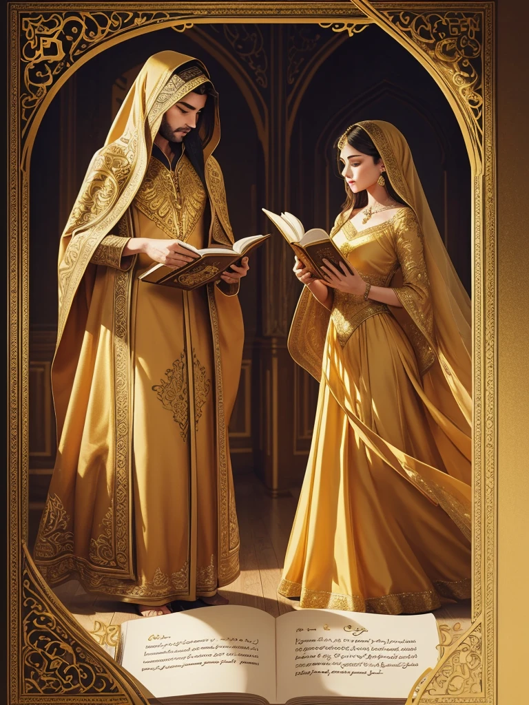 Book with a golden cover and details in arabesques written Book of Life