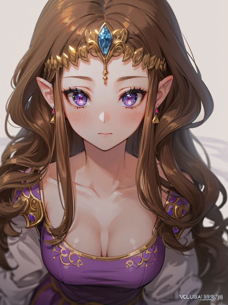 (((Face close-up))),(((No background))),,((((Please lift your skirt)))))),((Upper Body)),((alone)),(())),Anime art style,masterpiece,(Highest quality), (Super detailed),(Very delicate and beautiful),(alone),(detailedな顔と目),Beautiful eyes like jewels,(A truly gorgeous jeweled ruffled rococo ball gown dress),(((Mature Woman,Queen))),((1 Queen in a beautiful embroidery and jeweled absolutely gorgeous rococo ballgown dress with voluminous full length hoop skirt)),((crinoline)),,((Straight hair galore,Very long straight hair with plenty of volume,Super long straight hair)),,Cleavage,(bed),length_gloves,Very gorgeous hair accessories,Sparkling、((((Front Face)))),((((Adult Expressions)))),((((Beautiful Face)))),((((dress)))),(()),(((Long Hair)))),((((Straight hair)))),((Cleavage)),((((Dark brown hair)))),Princess Zelda,((chest is slightly exposed)), ((Highest quality)),,(Very detailed) ,((Purple blouse)),((Blushing)),Brown Hair,)),, ((Highest quality)), (Very detailed),((detailed)),(((pray))),Nintendo, The Legend of Zelda),,((alone)), ((Highest quality)), (Very detailed), ,