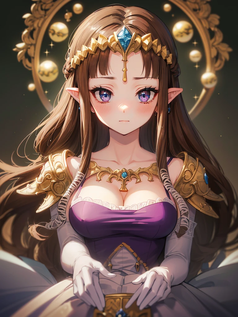 (((Face close-up))),(((No background))),,((((Please lift your skirt)))))),((Upper Body)),((alone)),(())),Anime art style,masterpiece,(Highest quality), (Super detailed),(Very delicate and beautiful),(alone),(detailedな顔と目),Beautiful eyes like jewels,(A truly gorgeous jeweled ruffled rococo ball gown dress),(((Mature Woman,Queen))),((1 Queen in a beautiful embroidery and jeweled absolutely gorgeous rococo ballgown dress with voluminous full length hoop skirt)),((crinoline)),,((Straight hair galore,Very long straight hair with plenty of volume,Super long straight hair)),,Cleavage,(bed),length_gloves,Very gorgeous hair accessories,Sparkling、((((Front Face)))),((((Adult Expressions)))),((((Beautiful Face)))),((((dress)))),(()),(((Long Hair)))),((((Straight hair)))),((Cleavage)),((((Dark brown hair)))),Princess Zelda,((chest is slightly exposed)), ((Highest quality)),,(Very detailed) ,((Purple blouse)),((Blushing)),Brown Hair,)),, ((Highest quality)), (Very detailed),((detailed)),(((pray))),Nintendo, The Legend of Zelda),,((alone)), ((Highest quality)), (Very detailed), ,