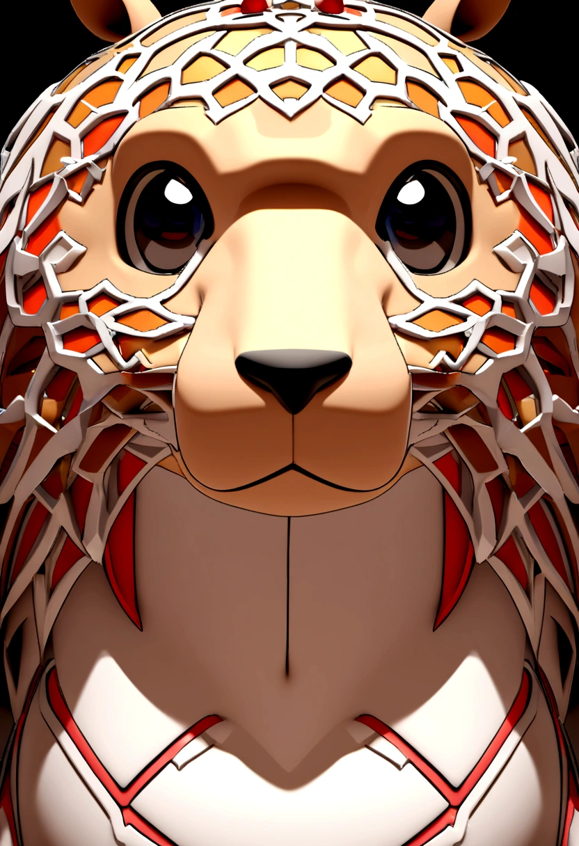 generate a humanoid capybara in 3d in cartoon style
, The clothing must be a lilac vest with red edges, with a low white t-shirt, White background