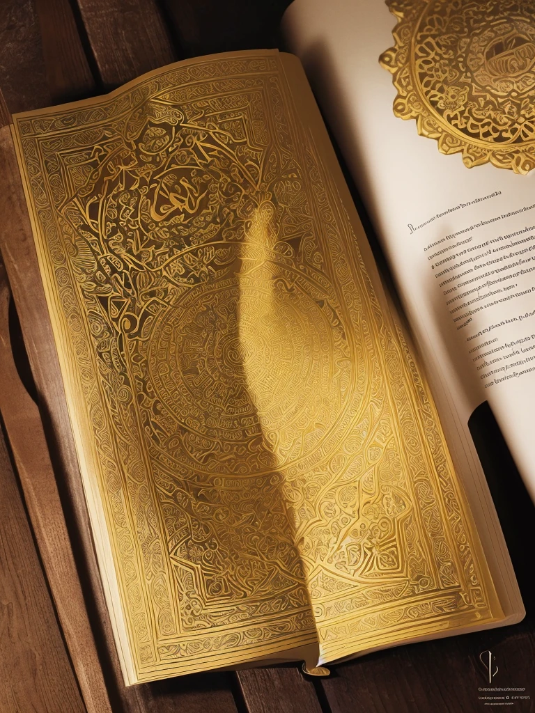 Book with a golden cover and details in arabesques written Book of Life 
