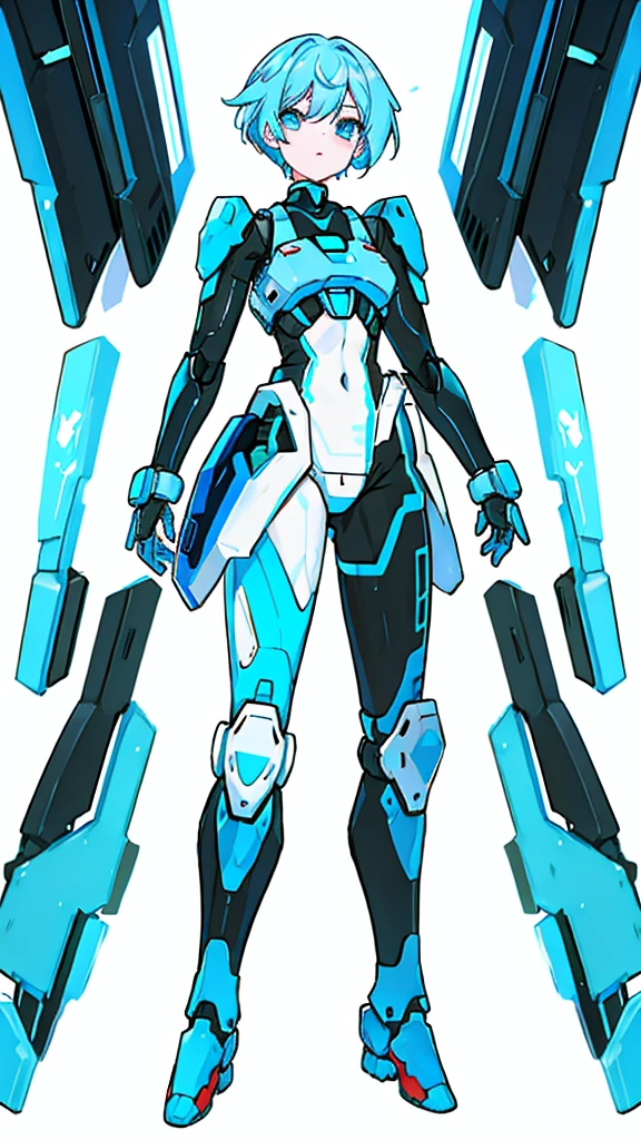 [(NO BACKGROUND:1.5),::5] (WHITE BACKGROUND:1.5), [(mecha musume:1.5)::,5] (tight armor:1.5), (loli:1.5), [(SYMETRICAL:1.5),::5] standing, (default pose:1.5), full body, (1girl:1.5), solo, masterpiece, highres, 4k, high quality, digital art, sparkling eyes, (loli:1.4), armor, (white armor:1.4), (blue stripes:1.2), (futuristic armor:1.3), blue eyes, white hair, (body armor only:1.5), (thigh:1.3), (small breasts:1.4), short hair, (bare arms, bare hands:1.4), (navel cutout:1.3), navel