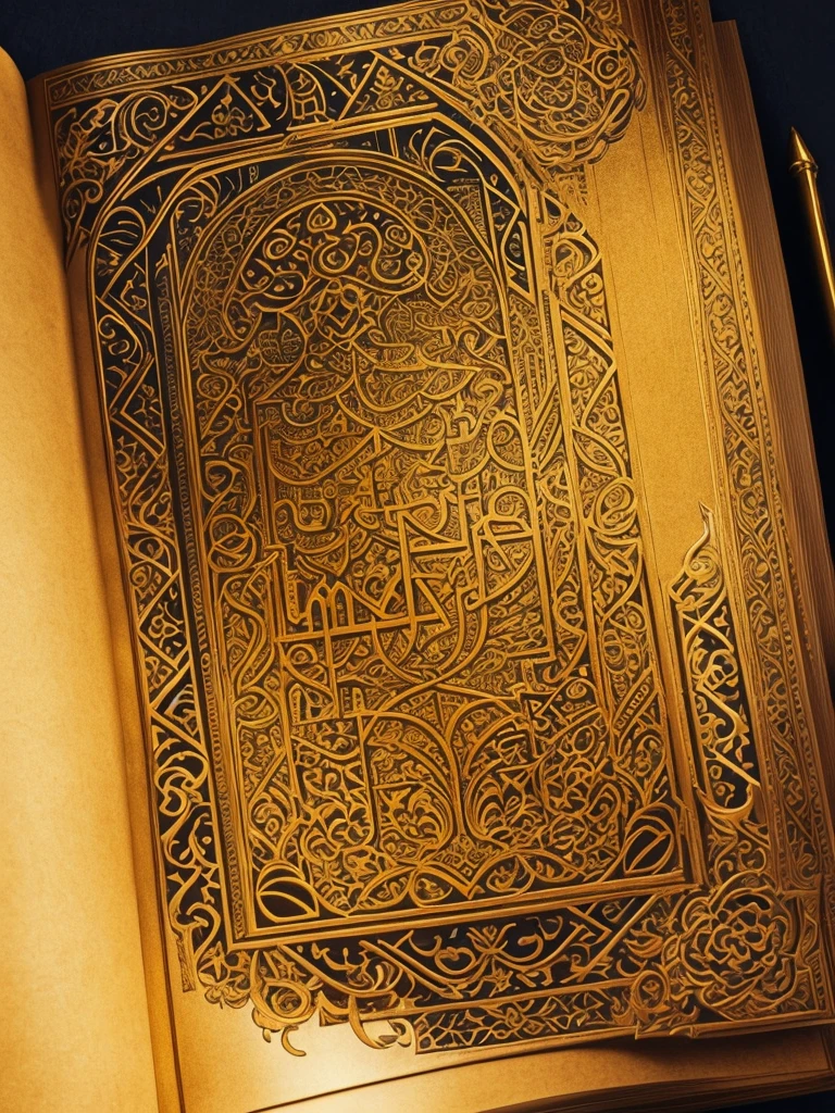 Book with a golden cover and details in arabesques written Book of Life