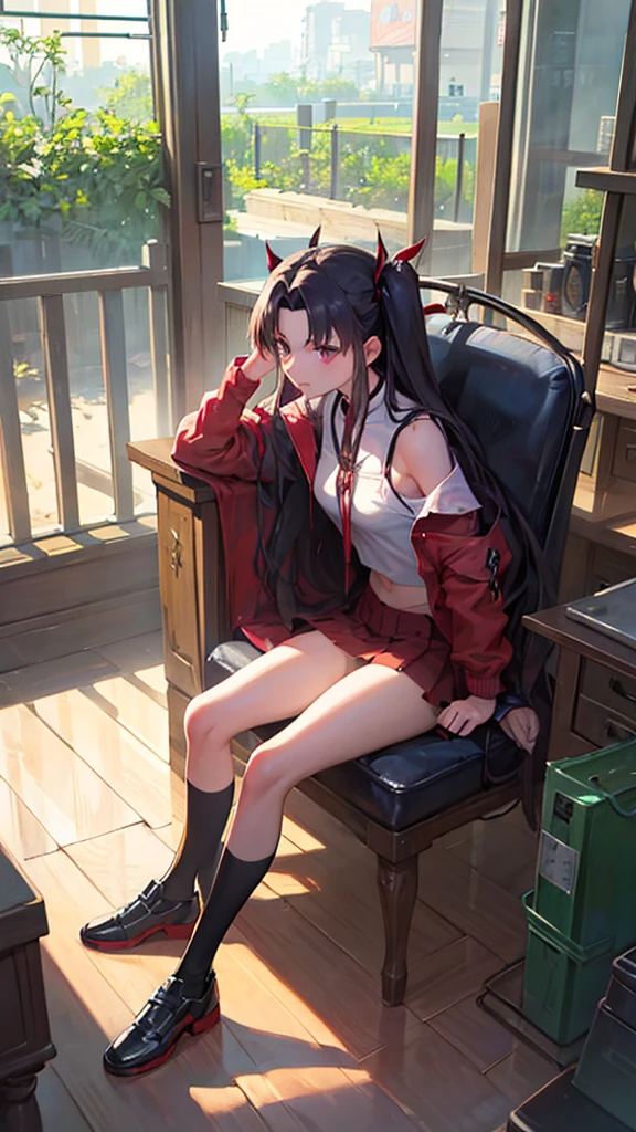 Rin Tohsaka, Fate Stay Night, Ufotable, Kodansha book cover, digital painting, digital illustration, extreme detail, digital art, 4k, ultra hd, beautiful natural landscape, neon, realistic and natural, detailed full-color, hd photography, galen rowell, david muench, james mccarthy, hirō isono, realistic surrealism, magical, detailed, gloss, hyperrealism, concept art, trending on artstation, vibrant, beautiful, alena aenami
