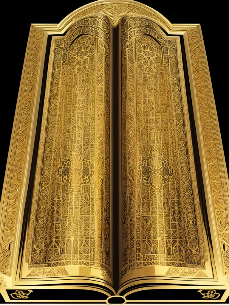 Large book with golden cover and golden arabesque decoration 