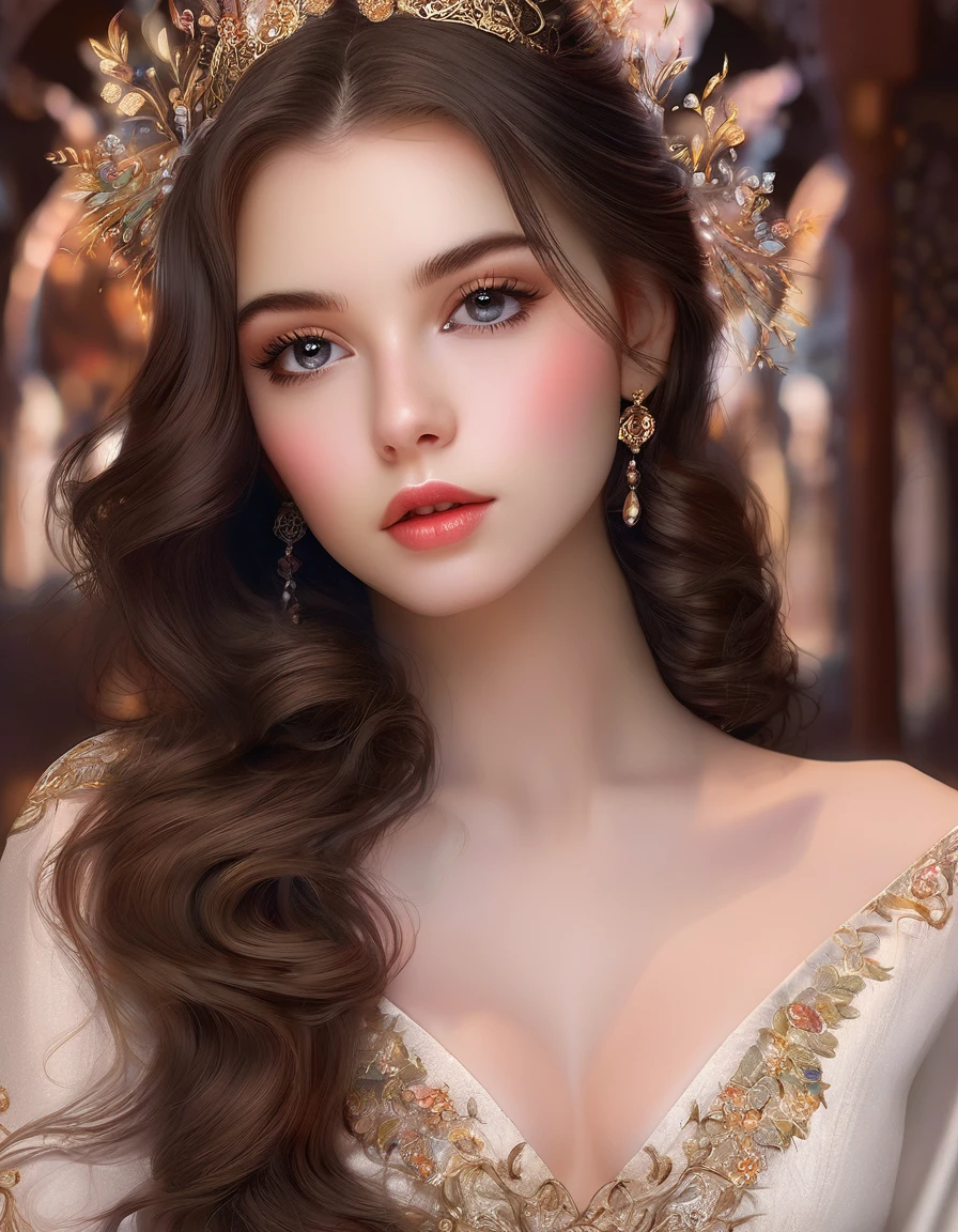 a beautiful girl, extremely detailed face and eyes, long eyelashes, beautiful detailed lips, 1girl, portrait, fantasy, digital painting, ethereal, soft lighting, warm colors, cinematic, highly detailed, intricate, ornate, elegant, delicate, serene, dreamlike, breathtaking, stunning, exquisite, masterpiece