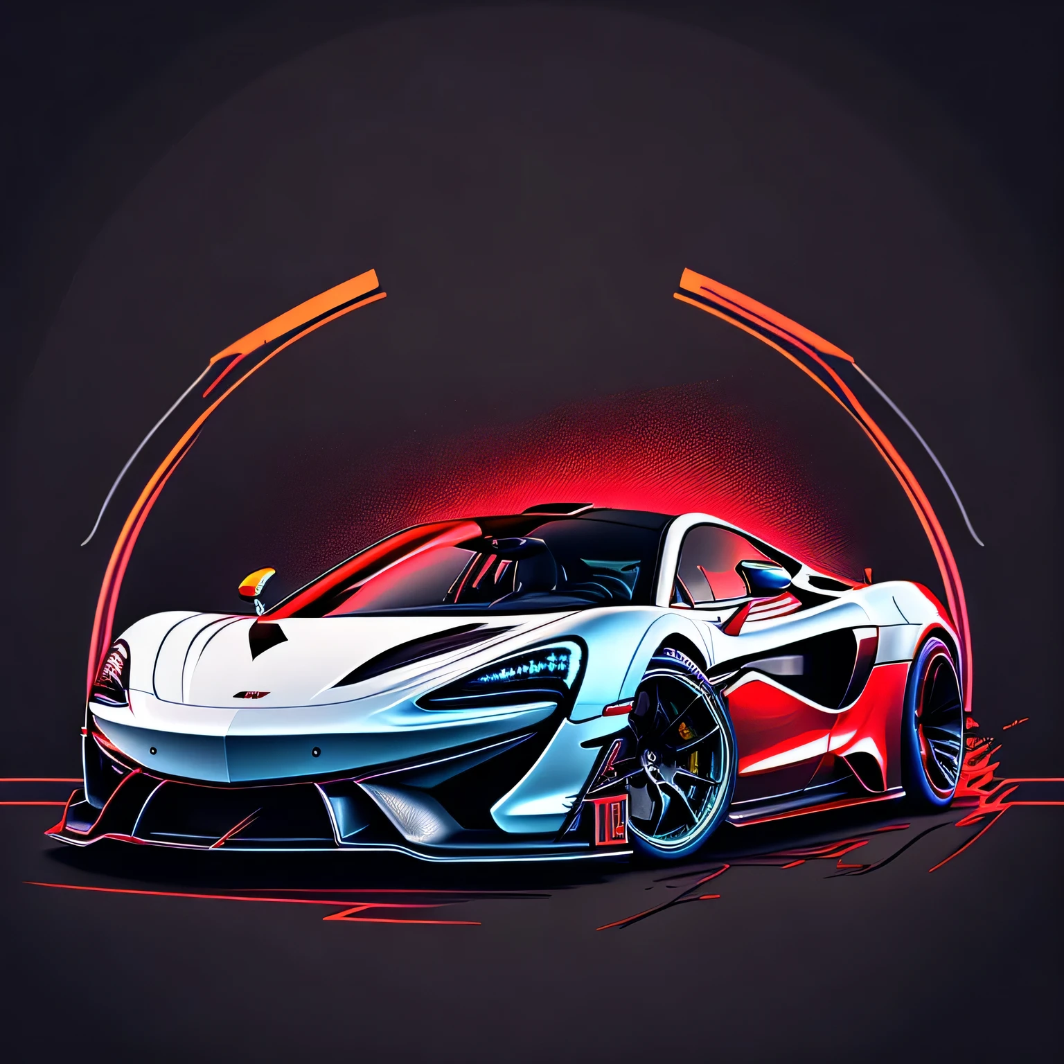 ((best qualityer)), ((work of art)), (detailded),exclusive vector art neon McLAREN 570S GT4, RWB, 
vector line art, logo, centred, hight contrast