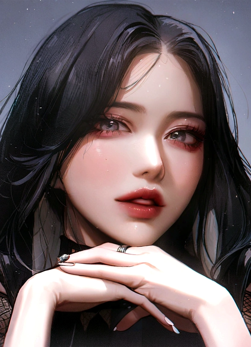 Araffe Asian woman with long black hair and a ring on her finger, Jisoo do Blackpink, retrato de jisoo blackpink, Jisoo do Blackpink, Lee Ji-eun, Lee Ji-eun, Parque Ji-min, portrait of jossi do blackpink, jennie blackpink, tzuyu from twice, Korean female actress, jossi do blackpink, jaeyeon nam